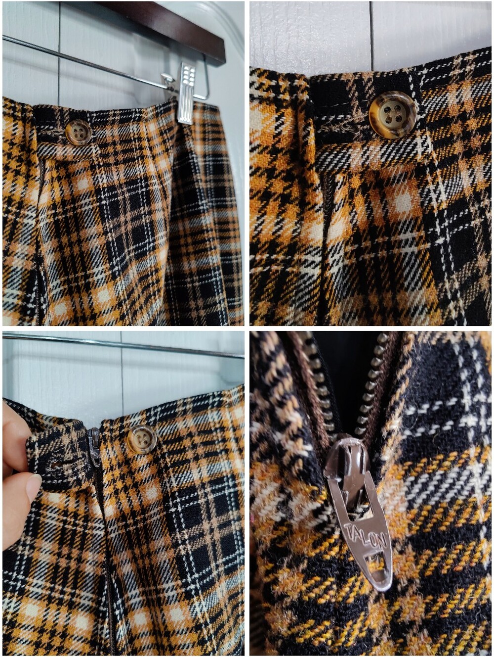 Vintage Pendleton Wool Plaid Wide Leg Pants High Waisted Amber Gold Medium USA - Picture 13 of 16